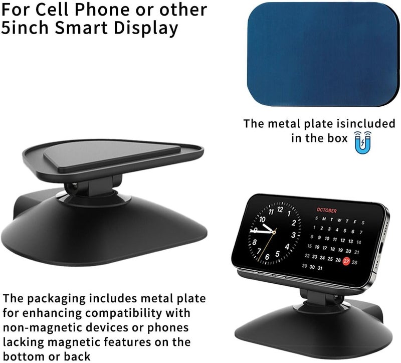 Dianves Adjustable Stand for Echo Show 5 (3rd Gen)， Tilt + Swivel Stand Multi Angle Rotation Magnetic Anti-Slip Base for Show 5,Rotatable All Around Compatible with Mobile Phones - Image 3
